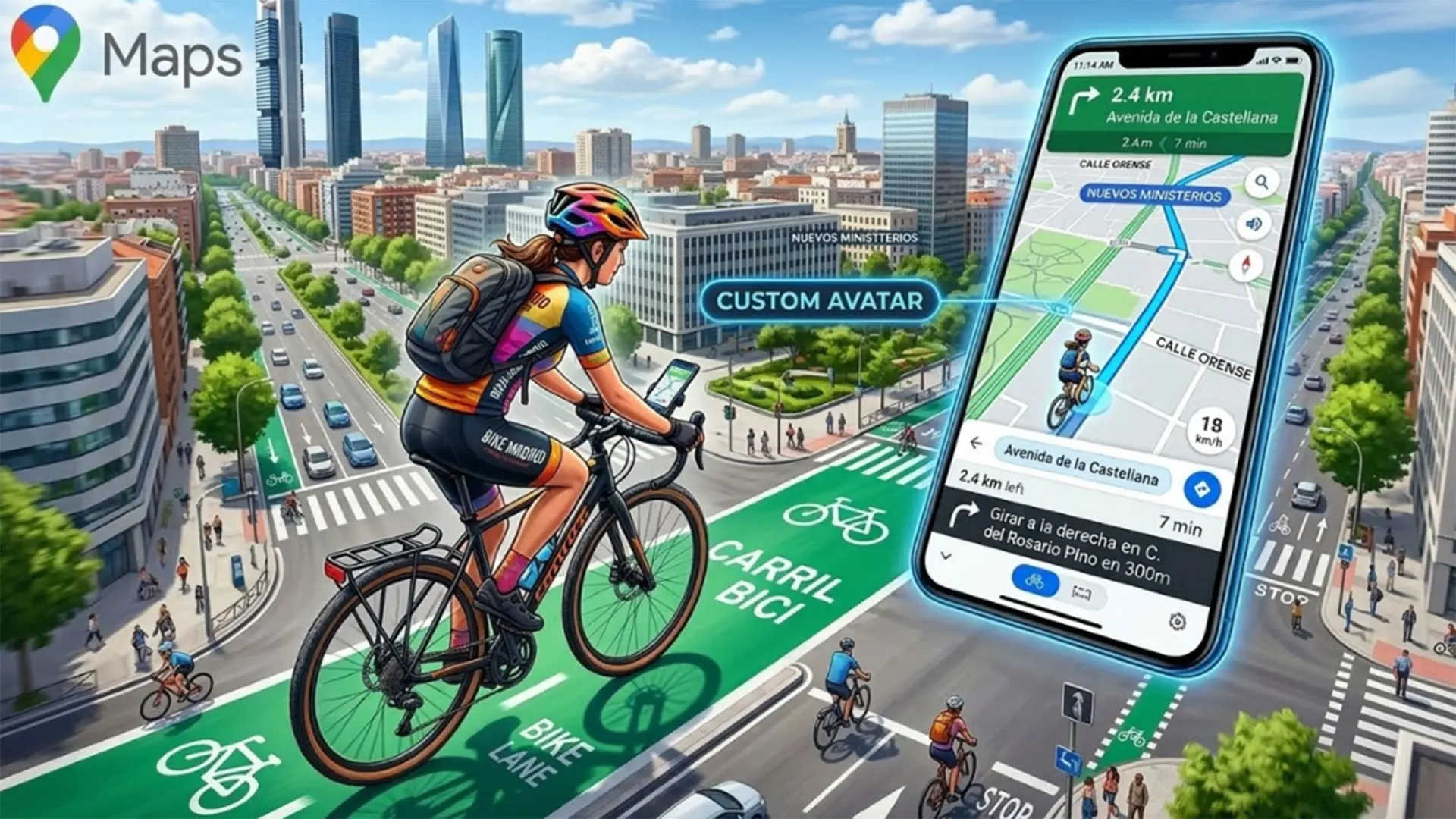 Google maps : des avatars de cycliste en approche